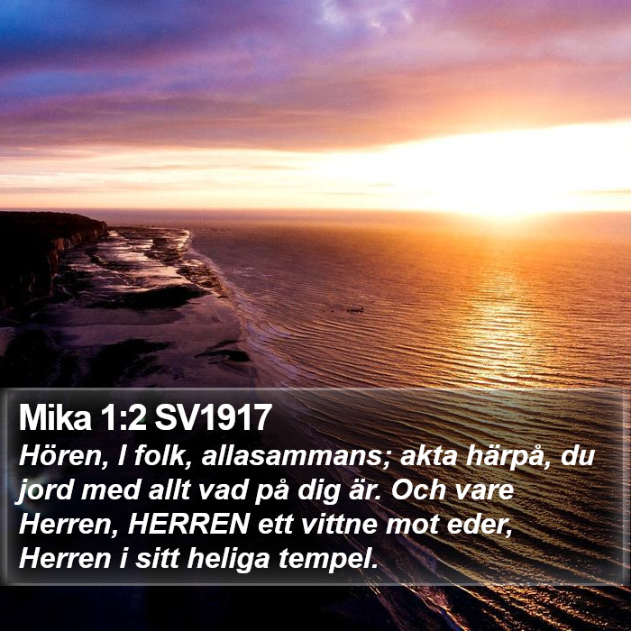 Mika 1:2 SV1917 Bible Study