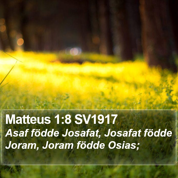 Matteus 1:8 SV1917 Bible Study