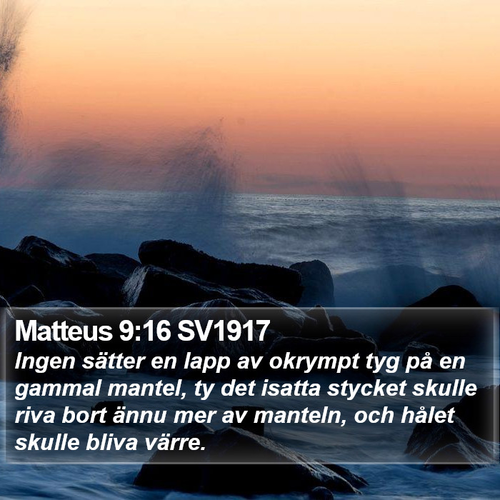 Matteus 9:16 SV1917 Bible Study