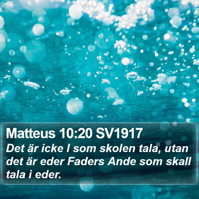 Matteus 10:20 SV1917 Bible Study