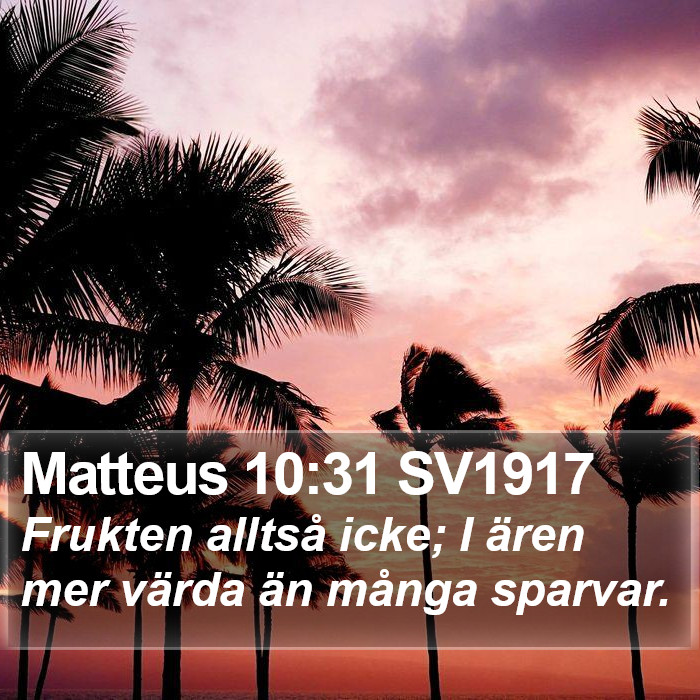 Matteus 10:31 SV1917 Bible Study