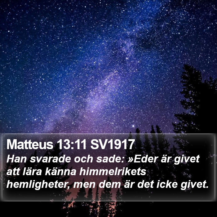 Matteus 13:11 SV1917 Bible Study