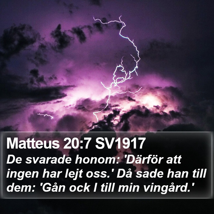 Matteus 20:7 SV1917 Bible Study