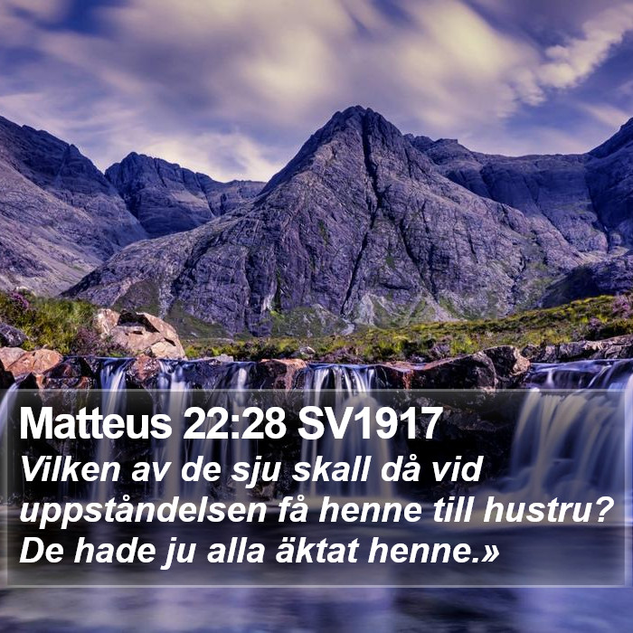 Matteus 22:28 SV1917 Bible Study