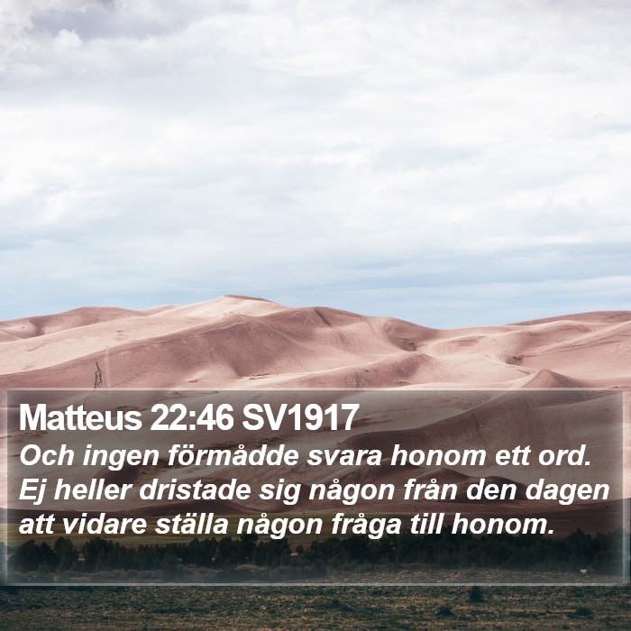 Matteus 22:46 SV1917 Bible Study