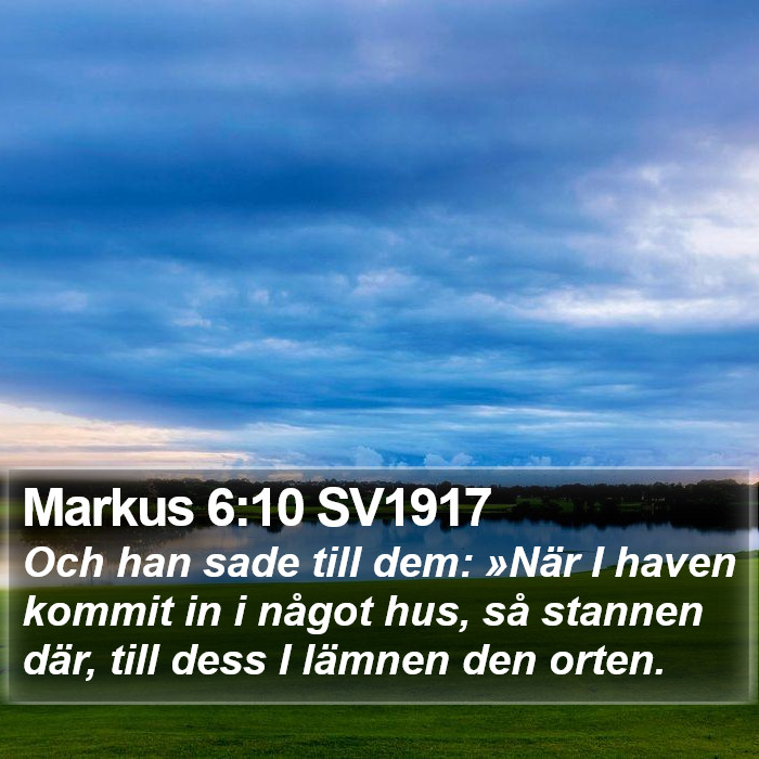 Markus 6:10 SV1917 Bible Study