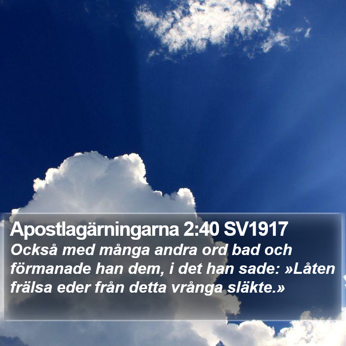 Apostlagärningarna 2:40 SV1917 Bible Study