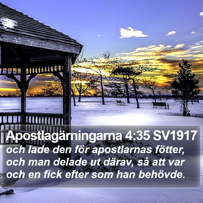 Apostlagärningarna 4:35 SV1917 Bible Study