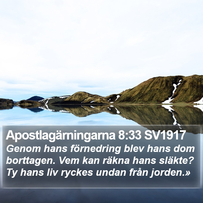 Apostlagärningarna 8:33 SV1917 Bible Study