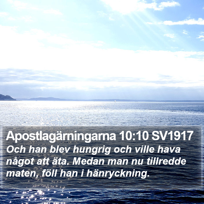 Apostlagärningarna 10:10 SV1917 Bible Study