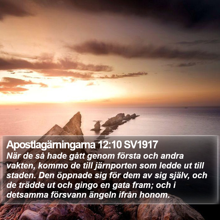 Apostlagärningarna 12:10 SV1917 Bible Study