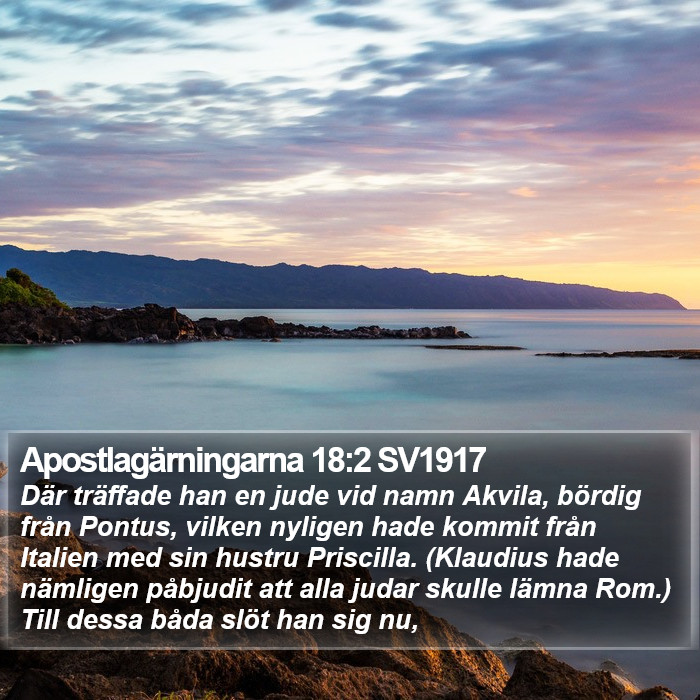 Apostlagärningarna 18:2 SV1917 Bible Study