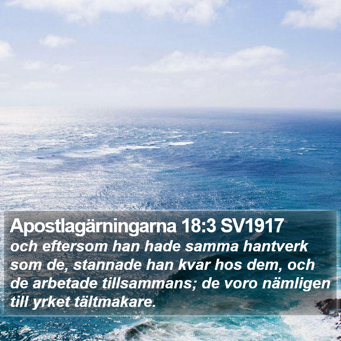 Apostlagärningarna 18:3 SV1917 Bible Study