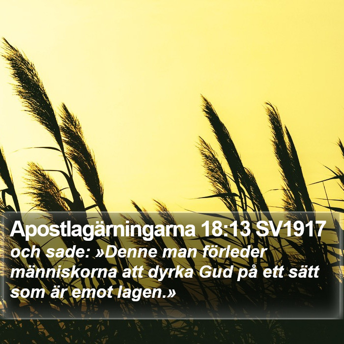 Apostlagärningarna 18:13 SV1917 Bible Study