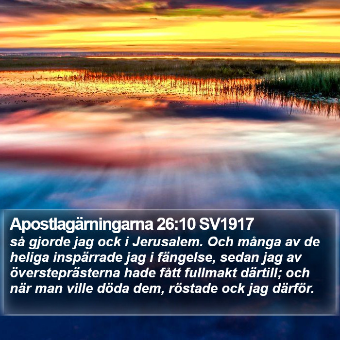 Apostlagärningarna 26:10 SV1917 Bible Study