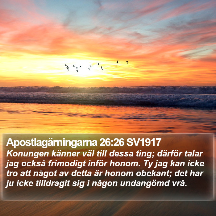 Apostlagärningarna 26:26 SV1917 Bible Study