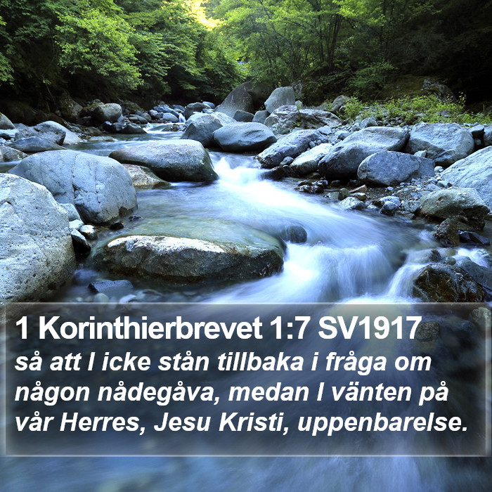 1 Korinthierbrevet 1:7 SV1917 Bible Study