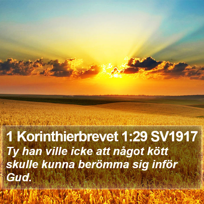 1 Korinthierbrevet 1:29 SV1917 Bible Study