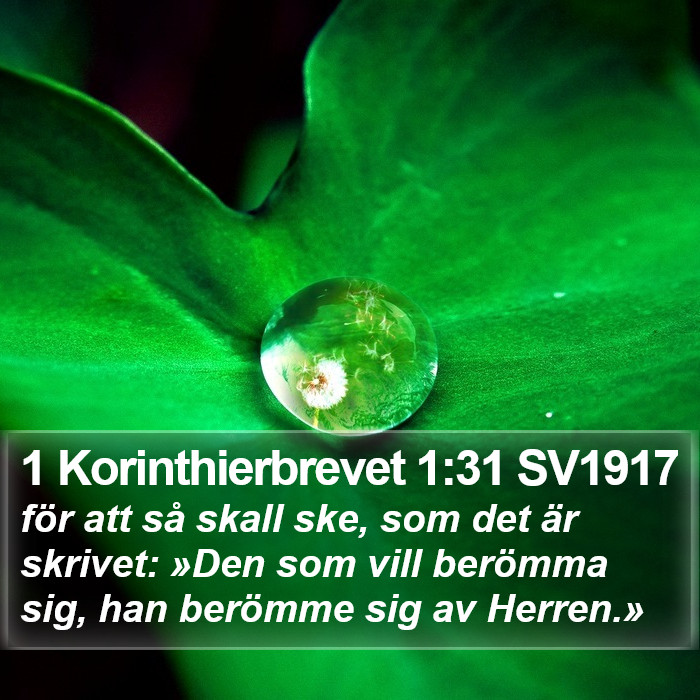 1 Korinthierbrevet 1:31 SV1917 Bible Study