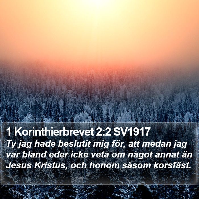 1 Korinthierbrevet 2:2 SV1917 Bible Study