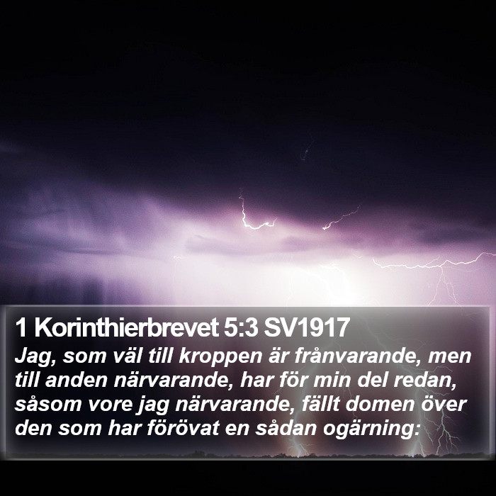 1 Korinthierbrevet 5:3 SV1917 Bible Study