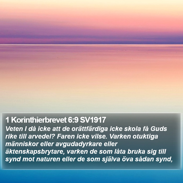 1 Korinthierbrevet 6:9 SV1917 Bible Study