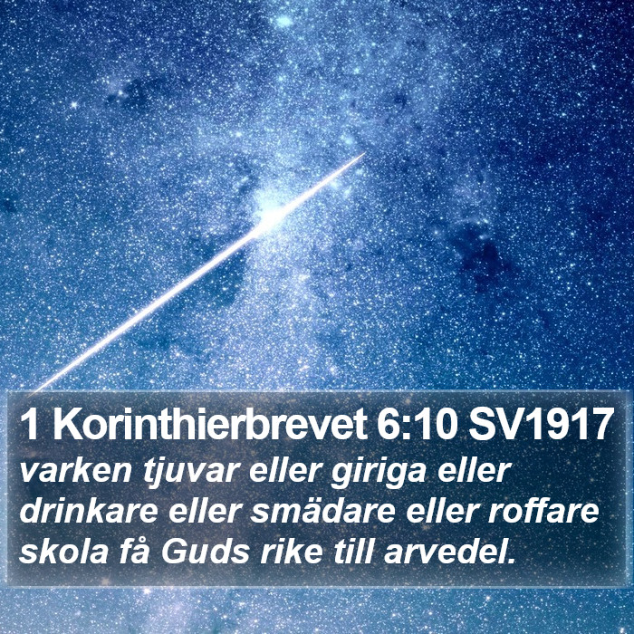 1 Korinthierbrevet 6:10 SV1917 Bible Study