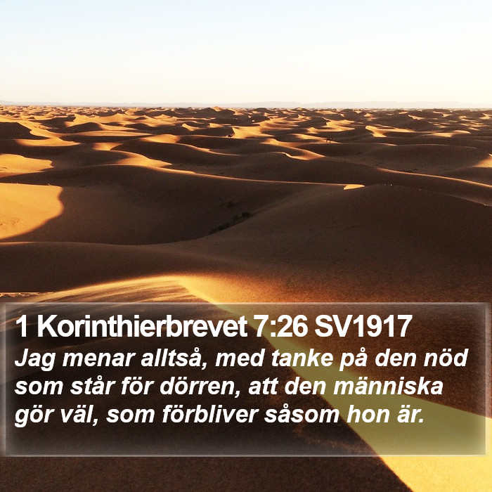 1 Korinthierbrevet 7:26 SV1917 Bible Study