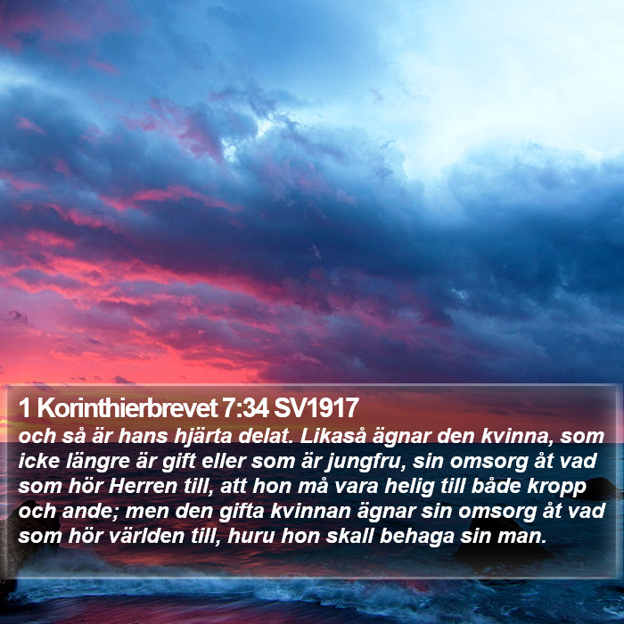 1 Korinthierbrevet 7:34 SV1917 Bible Study