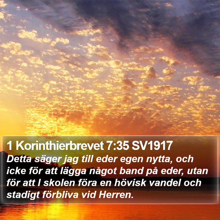 1 Korinthierbrevet 7:35 SV1917 Bible Study