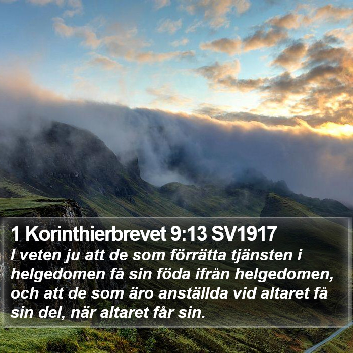 1 Korinthierbrevet 9:13 SV1917 Bible Study