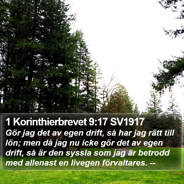 1 Korinthierbrevet 9:17 SV1917 Bible Study