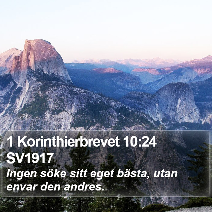 1 Korinthierbrevet 10:24 SV1917 Bible Study