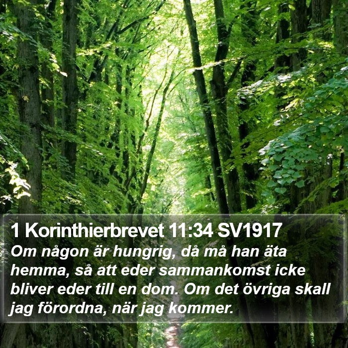 1 Korinthierbrevet 11:34 SV1917 Bible Study
