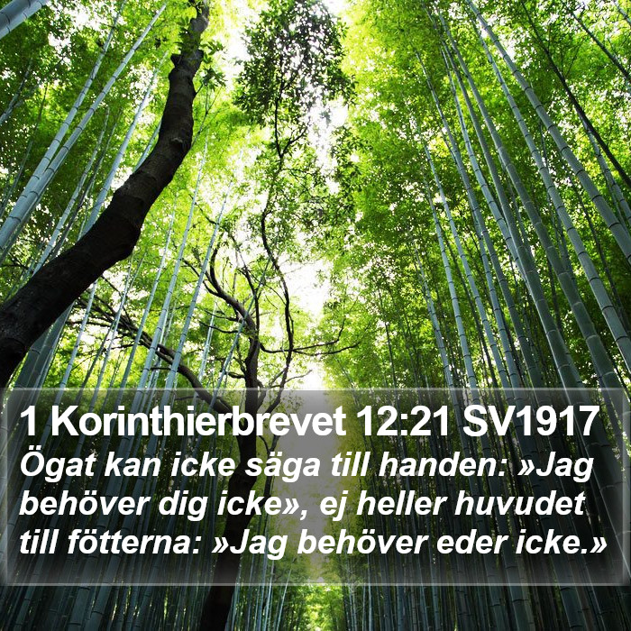 1 Korinthierbrevet 12:21 SV1917 Bible Study