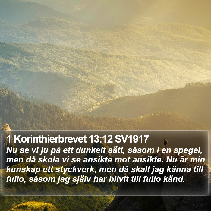 1 Korinthierbrevet 13:12 SV1917 Bible Study