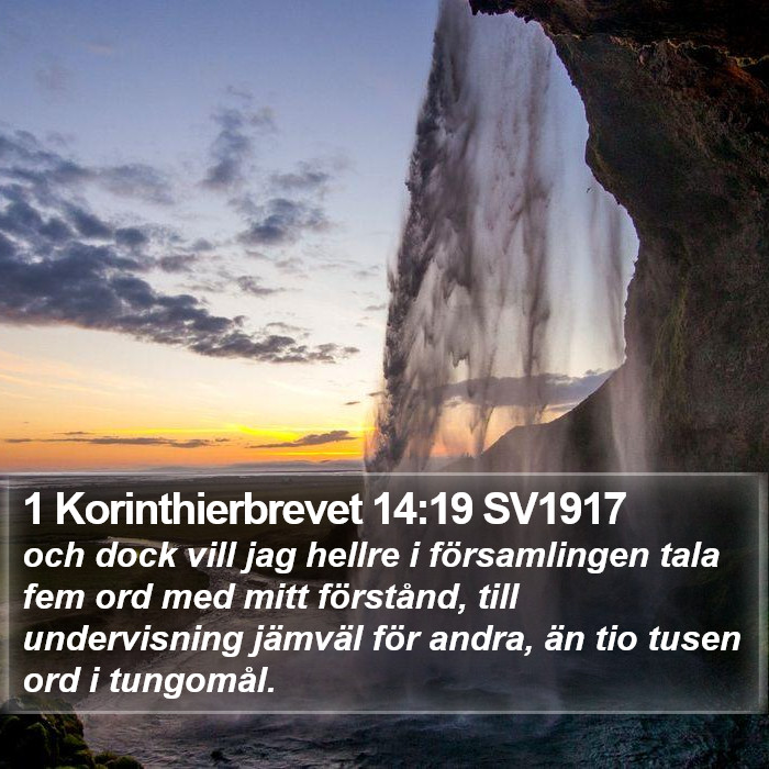 1 Korinthierbrevet 14:19 SV1917 Bible Study