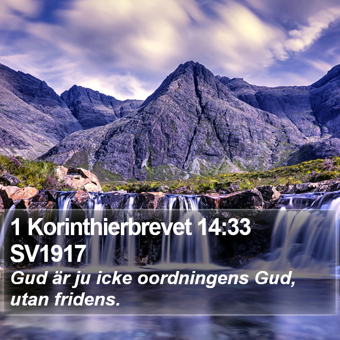 1 Korinthierbrevet 14:33 SV1917 Bible Study