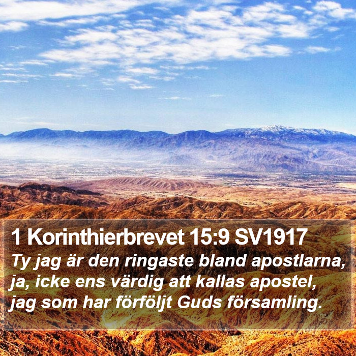 1 Korinthierbrevet 15:9 SV1917 Bible Study