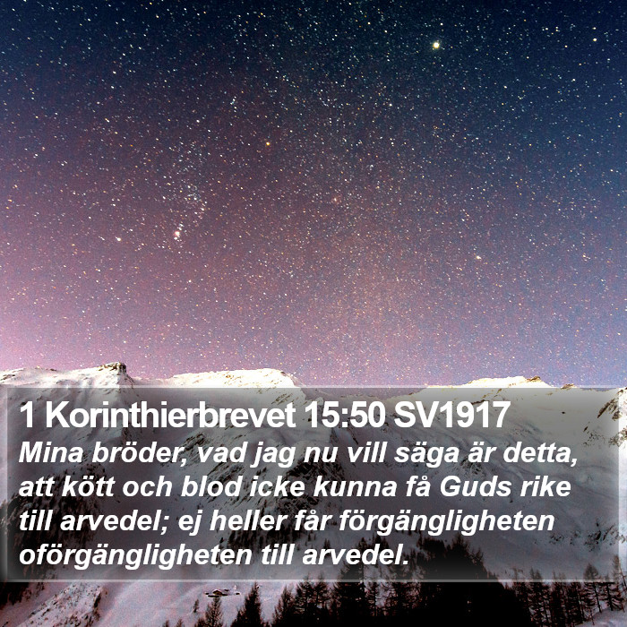 1 Korinthierbrevet 15:50 SV1917 Bible Study