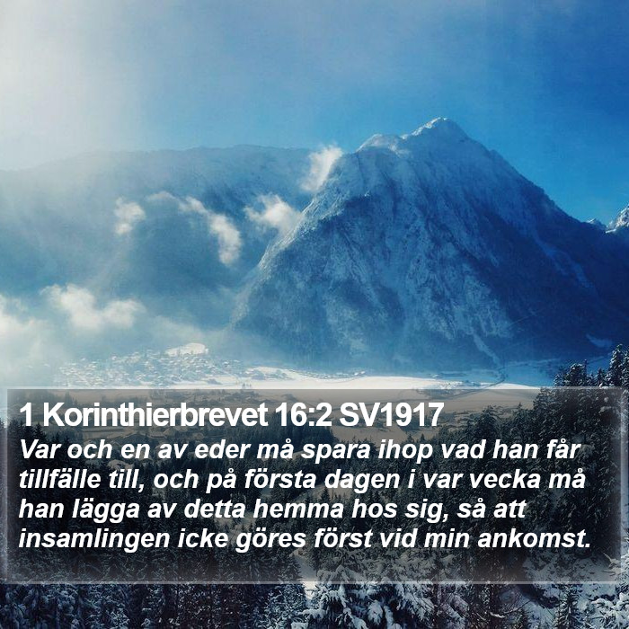 1 Korinthierbrevet 16:2 SV1917 Bible Study