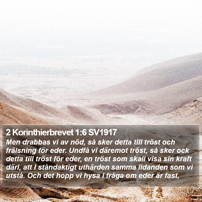 2 Korinthierbrevet 1:6 SV1917 Bible Study