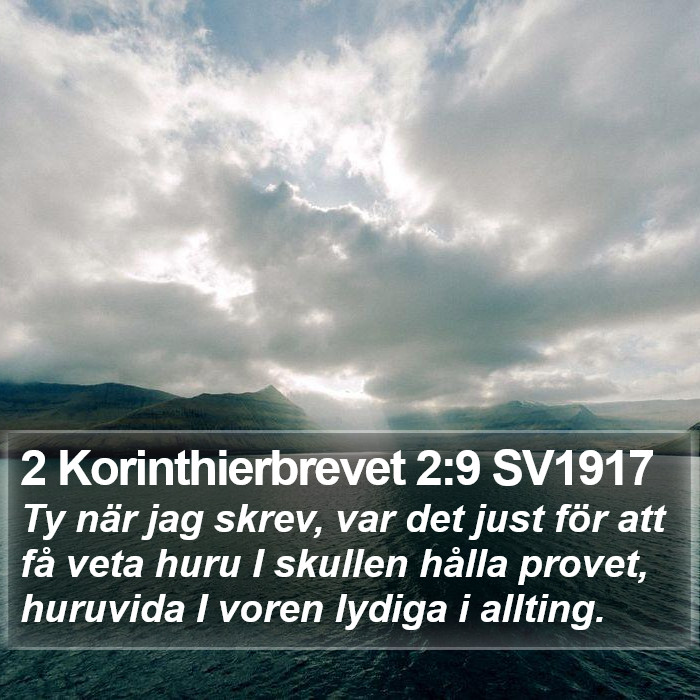 2 Korinthierbrevet 2:9 SV1917 Bible Study