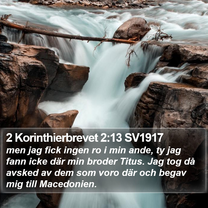 2 Korinthierbrevet 2:13 SV1917 Bible Study