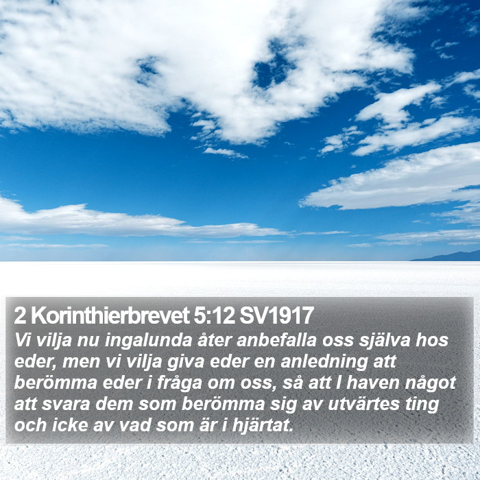 2 Korinthierbrevet 5:12 SV1917 Bible Study