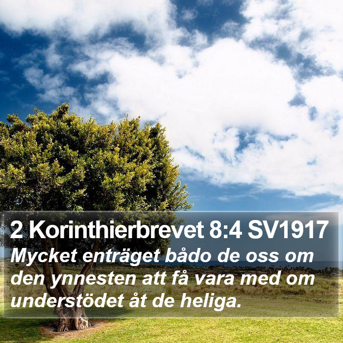 2 Korinthierbrevet 8:4 SV1917 Bible Study