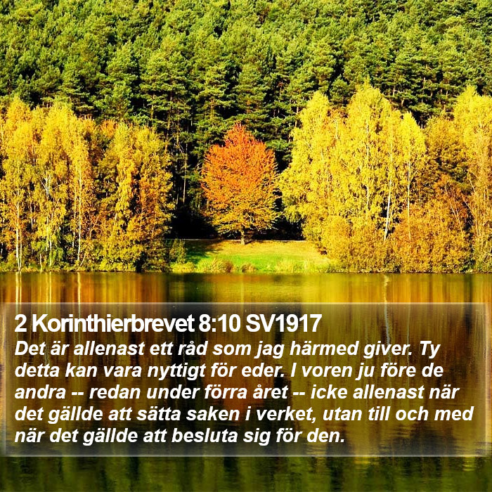 2 Korinthierbrevet 8:10 SV1917 Bible Study