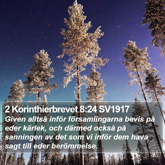 2 Korinthierbrevet 8:24 SV1917 Bible Study