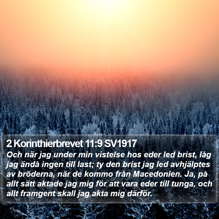 2 Korinthierbrevet 11:9 SV1917 Bible Study