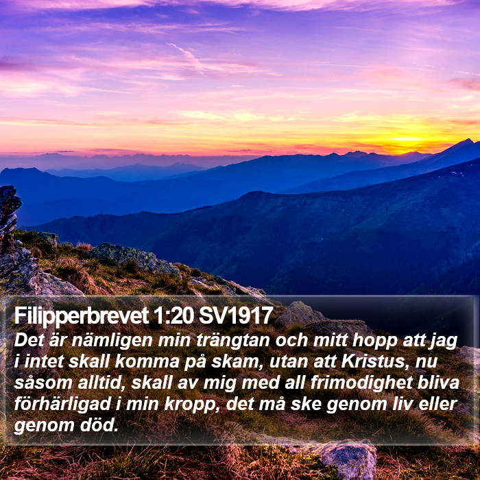 Filipperbrevet 1:20 SV1917 Bible Study